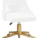 VECELO Velvet Vanity Desk Chair with Height-Adjustable for Office Living Room Bedroom Make Up Study, 360Swivel, Wheeled Gold Base, White