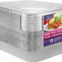 Nicole Home Collection Aluminum Pans With Lids Half Size 9x13 Extra Heavy Duty, Disposable Foil Pans For Baking (25 Sets)