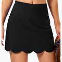 SANTINY Women's Swim Skirt with Pocket Scalloped Hem High Waist Tankini Swimsuit Tummy Control Bathing Suit Bottoms for Women XL