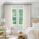 Memory Trained Pinch Pleated Curtains 96 Inches Long, Viral Linen Pinch Pleat Sheer Curtains with Ring Hooks&Clips for Track System Living Room, Natural Light Filtering Privacy Curtain 2 Panel Set