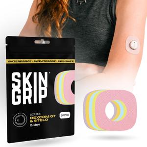 Skin Grip Adhesive Patches Compatible with Dexcom G7 & Stelo CGM with Cutout  Waterproof & Sweatproof Cover for Continuous Glucose Monitor Sensor, Stays Secure for 10-15 Days -20 Pack, Pastel Colors