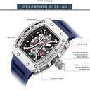 Mini Focus Unique Men Watch Tonneau Casual Wrist Watch (Hollow/Waterproof/Super Luminous/Calendar) Soft Silicon Band Fashion Cool Watch for Men