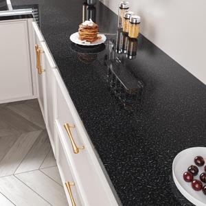 FANCYEASY Glossy Black Granite Contact Paper Peel and Stick Countertop Waterproof Self Adhesive Removable Marble Wallpaper for Kitchen Bathroom Granite Vinyl Wraps for Cabinets Table Desk 15.7"x118"