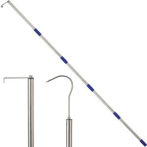 ElephantBird Cargo Grabber Reach Retriever Tool, 7.4 FT Cargo Grabber Pickup Truck Bed, Truck Bed Reach Pole with 2 Hooks, Silver