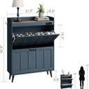 ChooChoo Shoe Storage Cabinet with 2 Flip Drawers, Deodorizing Shoe Organizer Storage for Entryway, Freestanding Hidden Slim Narrow Shoe Rack Cabinet, Blue