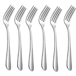 HornTide 6-Piece Dinner Forks Set 4 Tines Table Fork Flatware Stainless Steel Mirror Polishing 7-Inch 18cm