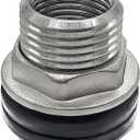 Beduan Stainless Garden Hose Bulkhead Fitting, 1" Male to 3/4" GHT Female Bulkhead Water Tank Connector Thru-bulk Fitting for Rain Barrels, Aquariums, Sinks, Irrigation