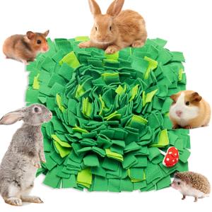 Rabbit Foraging Mat, Interactive Bunny Foraging Toy Indoor, Soft Pet Feeding Mat Toy Also for Hedgehog, Guinea Pig, Hamster, Chinchilla, Kitten, Puppy, Small Animals