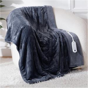 LunaHush Electric Blanket Heated Throw, 50" x 60" Heated Blanket with 8 Heat Levels & 8 Hours Auto Off, Fast Heating Sherpa Blankets Machine Washable with ETL & FCC Certified, Light Grey