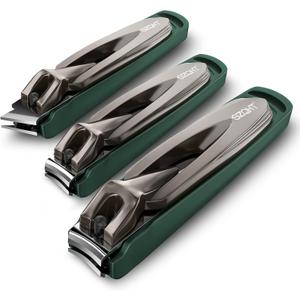 Nail Clippers Set-3 Pack,Fingernail Clippers& Toenail Clipper for Men,Wowen,Nail Clippers with Catcher,Nail Cutter for Thick Toe Nails,Stainless Steel Ultra Sharp Sturdy