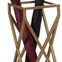 Vintiquewise Decorative Gold Square X Design Umbrella Holder Stand for Indoor and Outdoor