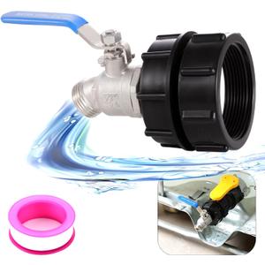 275-330 Gallon IBC Tote Water Tank Adapter(2" Fine Thread)IBC Tote Adapter +304 Stainless Steel Garden Hose Valve (Lead-Free), IBC Tote Fittings, IBC Tote to Garden Hose Adapter