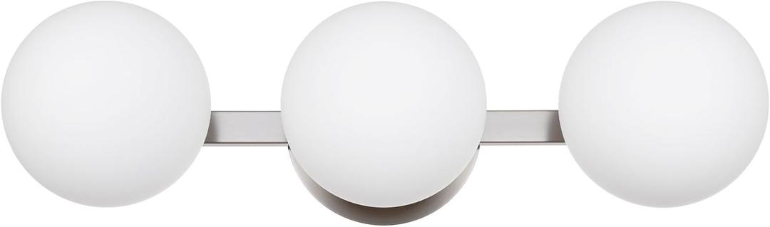 Bathroom Vanity Light Fixtures, Modern 3 Lights Globe Wall Sconce Lighting Brushed Nickel, Porch Wall Mount Light Fixture for Bathroom, Mirror Cabinets Hallway Stairs