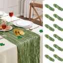12 Pack Sage Green Cheesecloth Table Runner 10FT Long Boho Gauze Table Runner Rustic Sheer Runner for Wedding Bridal Baby Shower Birthday Party Table Decor Home Easter Thanksgiving Decorations