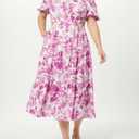 The Drop Women's Anaya Square Neck Cut-Out Tiered Maxi Dress (Wild Purple Floral Print)