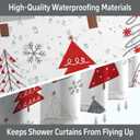 Christmas Tree Shower Curtain Grey Beige Red Xmas Tree with Snowflake Cute Bathroom Curtain Merry Christmas Xmas Pine Winter Holiday Bath Curtain Home Decor, 72x72 Inch