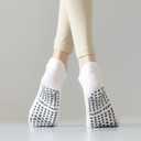 4 Pairs Pilates Socks for Women Non Slip Grip Ankle Grippy Socks for Yoga Barre Hospital
