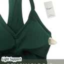 Danysu V Neck Racer Back Tank Top for Women Padded Ribbed Long Tank Fitted Basic Cami Tops (Green, M)