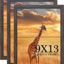 9 x 13 Picture Frame Set of 3, 13 x 9 walnut Wooden Frame Wall Gallery Poster Photo frame with Shatter Resistant Plexiglass,Horizontal and Vertical Formats for Wall Hanging, best gift