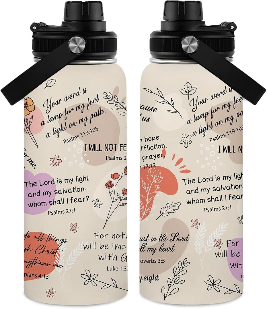 Christian Gifts for Women - Faith Bible Verse Gifts Baptism Water Bottle- Inspirational Religious Birthday Gift for Women - Catholic Spiritual Christmas Gift Tumbler for Girl Friends 32oz