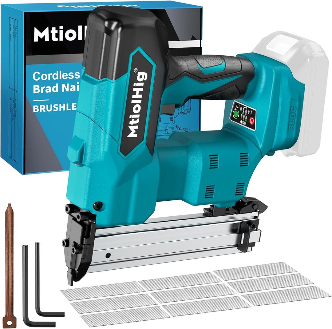 Cordless Brad Nailer Compatible with Makita 18V Lithium-Ion Battery, Powered Electric Nail Gun for Wood 18GA, Brushless Motor, 2 Mode, 18 Gauge 5/8 to 1-1/4 Inch, Tool Only