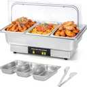 Dyna-Living Electric Chafing Dishes for Buffet, 9.5QT 1/3 Size Pan Chafing Dish Buffet Set 600W Electric Buffet Servers and Warmers with Temp Control Display Food Warmers for Parties Catering Buffet