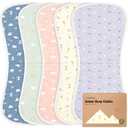 Organic Burp Cloths Baby Boy & Girl - 5-Pack Super Absorbent Cotton Burping Cloths for Babies, Soft & Plush Newborn Spit Up Rags, Infant Towels for Milk Spit Up, Unisex, Large 21" x 10" (Dreamers)
