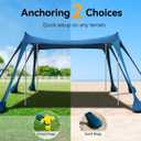 Vibemo Beach Tent, Beach Canopy Sun Shade with UPF50+ UV Protection, 10x10ft, Includes 8 Sandbags, Sand Shovel, Ground Pegs & 4 Stability Poles, Pop Up Sun Shelter for Camping, Picnics, Backyard Fun