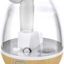 Sharper Image UHT1-SI Ultrasonic Cool Mist Humidifier, 0.4 Gallon (1.5L) Water Tank, 2 Settings, Auto Shut-Off, 360 Rotatable Nozzle, Illuminated Touch Control, LED Nightlight, Ash Woodgrain