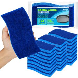 AIDEA XL Scrub Sponges Non-Scratch 24Count, Extra Large Sponges Kitchen, Sponge for Dishes, Cleans Fast Without Scratching Safe for Non-Stick Cookware, Cleaning Power for Kitchen, House