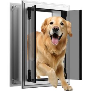 Dog Door for Wall, Energy Efficient French Doggy Door with Aluminum Frame, Telescoping Tunnel and Magnetic Flaps, Easy Install for Walls 4"- 7 7/8" Thick, XLarge