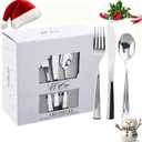 WDF 180 Pieces Silver Plastic Silverware - Silver Plastic Cutlery - Fancy Plastic Silverware Heavy Duty - 60 Forks 60 Knives 60 Spoons - Disposable Plastic Utensils Perfect for Party/Wedding/Christmas