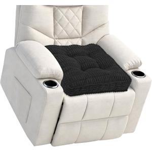 idee-home Recliner Cushions for Elderly, 20x20x5 Inch Corduroy Recliner Seat Cushion Tufted, Large Square Seat Cushion for Recliner Chair, Floor Pillow, Boosting Support Reduce Hip Pain, Black