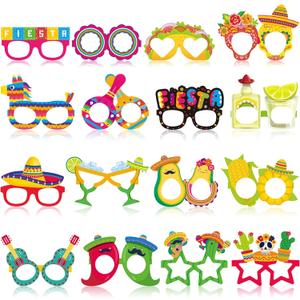 Honoson 32 Pcs Mexican Fiesta Party Decorations Paper Eyeglasses Taco Cactus Pinata Cinco De Mayo Costume Photo Booth Props Supplies for Taco Twosday Birthday Let's Fiesta Favor