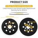 4PCS 5" Hook & Loop Replacement Sander Pad RS034 & RS035 Compatible with Bosch Random Orbital Sander ROS20 ROS20VS ROS20VSC ROS20VSK GEX12V GEX18V ROS10, 5 Inch 8 holes Hard Sand Backing Pad
