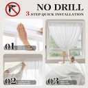 Jilron Vertical Blind Style Sheer Curtains Adhesive Light Filtering Window Screen for Bedroom Living Room Cafe-White(W 27*L 41in)