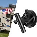 Suction Cup Flag Holder for RV, Camper, Car, Truck, Trailer, SUV - Adjustable Angle, Black Aluminum Alloy Flag Pole Mount