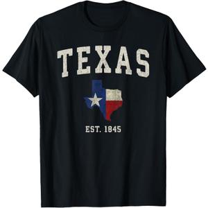 Distressed Texas State Flag T-Shirt (Black, XXL)