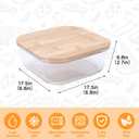 3-Cup Glass Sandwich Container with Bamboo Lid, Square Food Storage Bowls, Airtight Food Storage Lunch Box for Meal Prep, Freezer & Microwave Safe