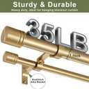 Double Curtain Rods 36-72 Inches for Windows, 1 Inch Diameter Adjustable Heavy Duty Drapery Rod with Aluminum Alloy Brackets and Finials, Modern Stylish Dual Curtains Rod, Brushed Gold