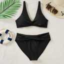 Yonique Women Two Piece Swimsuit - Knot Twist Bikini Set V Cut Bathing Suit 2026 Teen Bikini (Black, M)