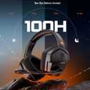 NUBWO Wireless Gaming Headset with Mic for Ps5 Ps4 PC, Zero Interference, 100-Hour Battery All-Day Play, 23ms Sync for Fortnite & Call of Duty/FPS Gamers, Triple Mode All Devices Compatible - Orange