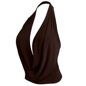 J. LOVNY Womens Womens Lightweight Low Cut Halter Top, Brown, Size M