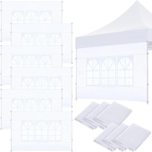Windyun 6 Pcs Sunshade Sidewall with Window Only Tent Sidewalls for 10 x 10 Feet Pop up Canopy(White)