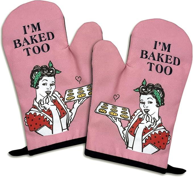 You Want a Piece of This, Funny Oven Mitts and Pot Holders, Silicone Nonslip Oven Mitts, Kitchen Gift for Women, Bake Lover Gift, Housewarming Gift Ideas