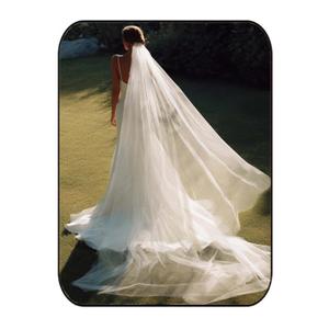 Unsutuo Cathedral Wedding Veil 2 Tier Bridal Veil with Comb Drop Veils Cut Edge for Bride (Ivory)