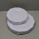 WDF 60pcs Silver Plastic Plates-Baroque White &Silver Plates for Upscale Parties &Wedding-including 30Plastic Dinner Plate 10.25inch, 30 Salad Plate 7.5inch for Valentine's Day