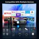 Portable WiFi Projector, Native 1080P Mini Movie Projector, 200 ANSI, WiFi & Wired Screen Mirroring, HDMI USB TypeC, Video Projector for Home Theater Bedroom & Outdoor Camping