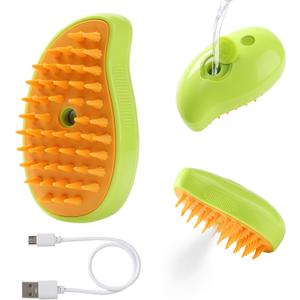 Steam Brush for Cats Shedding, 3 in 1 Steamy Water Pet Hair Removal Comb with Steamer, Spritz Comb for Dog, Indoor Cat Spray Mist Grooming Defur Brush, Cepillo Vapor Gato Perro, Steaming Cleaning Spa (Green)