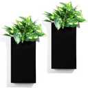 2 Pack Wall Planters Indoor Plants Metal Wall Vases for Dried Flowers Artificial Plants Modern Farmhouse Vase for Living Room Bedroom Kitchen Decorations (Eucalyptus Leaves)